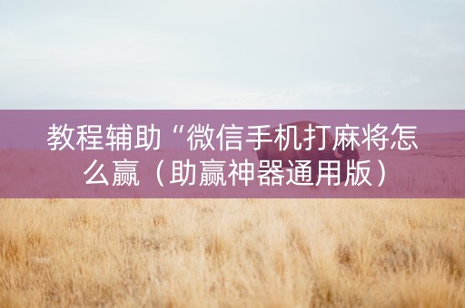 教程辅助“微信手机打麻将怎么赢（助赢神器通用版）