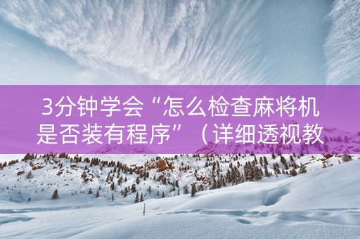3分钟学会“怎么检查麻将机是否装有程序”（详细透视教程）-哔哩哔哩