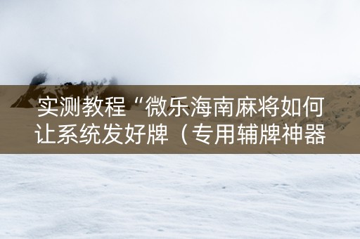 实测教程“微乐海南麻将如何让系统发好牌（专用辅牌神器免安装）