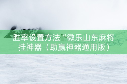 胜率设置方法“微乐山东麻将挂神器（助赢神器通用版）