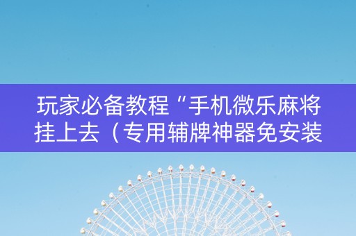 玩家必备教程“手机微乐麻将挂上去（专用辅牌神器免安装）