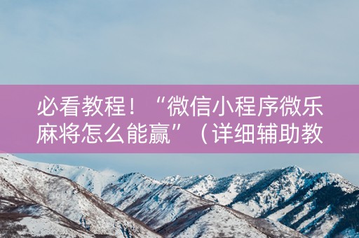 必看教程！“微信小程序微乐麻将怎么能赢”（详细辅助教程）-哔哩哔哩