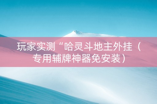 玩家实测“哈灵斗地主外挂（专用辅牌神器免安装）