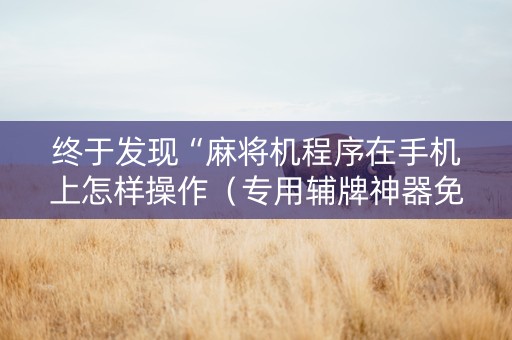 终于发现“麻将机程序在手机上怎样操作（专用辅牌神器免安装）
