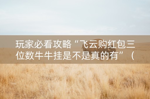 玩家必看攻略“飞云购红包三位数牛牛挂是不是真的有”（详细透视教程）-哔哩哔哩