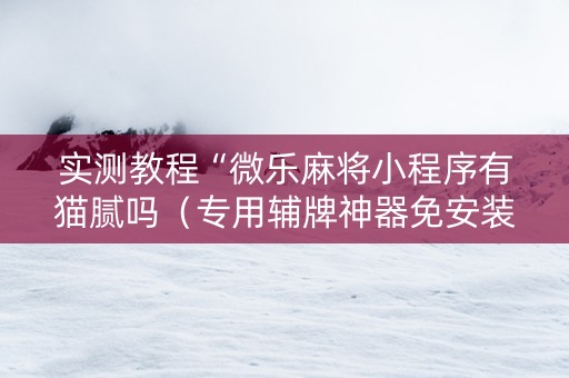 实测教程“微乐麻将小程序有猫腻吗（专用辅牌神器免安装）
