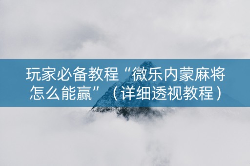 玩家必备教程“微乐内蒙麻将怎么能赢”（详细透视教程）-哔哩哔哩
