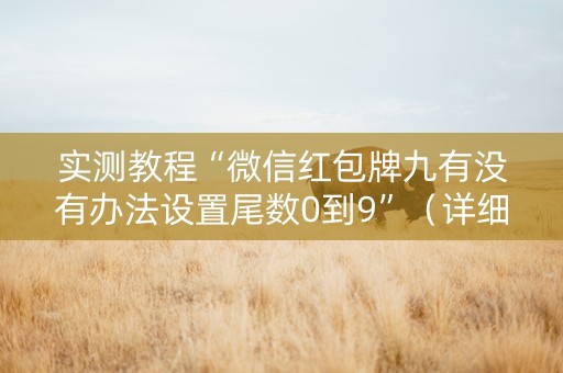 实测教程“微信红包牌九有没有办法设置尾数0到9”（详细透视教程）-哔哩哔哩