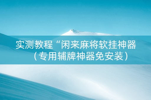 实测教程“闲来麻将软挂神器（专用辅牌神器免安装）