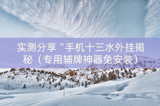 实测分享“手机十三水外挂揭秘（专用辅牌神器免安装）