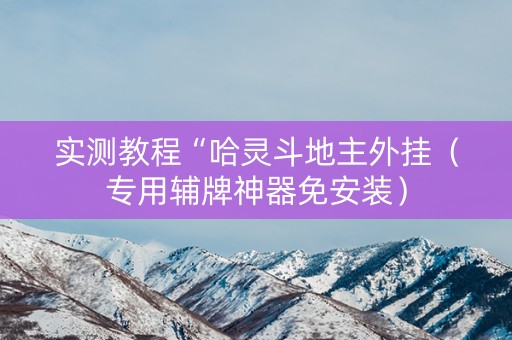 实测教程“哈灵斗地主外挂（专用辅牌神器免安装）