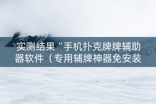 实测结果“手机扑克牌牌辅助器软件（专用辅牌神器免安装）