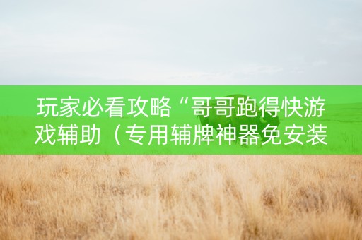 玩家必看攻略“哥哥跑得快游戏辅助（专用辅牌神器免安装）