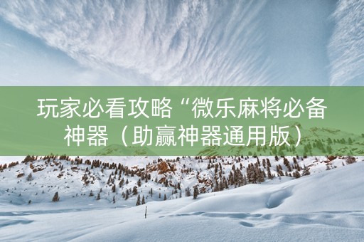 玩家必看攻略“微乐麻将必备神器（助赢神器通用版）