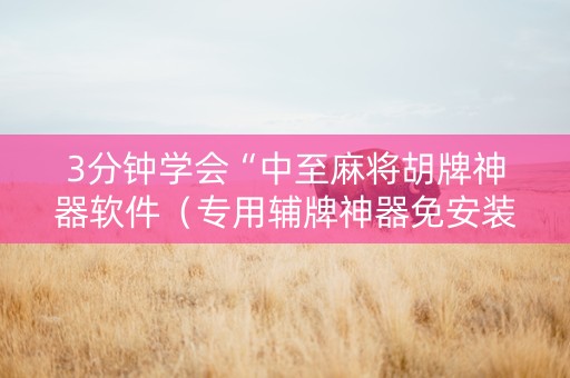 3分钟学会“中至麻将胡牌神器软件（专用辅牌神器免安装）