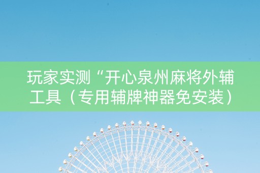 玩家实测“开心泉州麻将外辅工具（专用辅牌神器免安装）