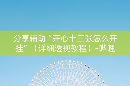 分享辅助“开心十三张怎么开挂”（详细透视教程）-哔哩哔哩