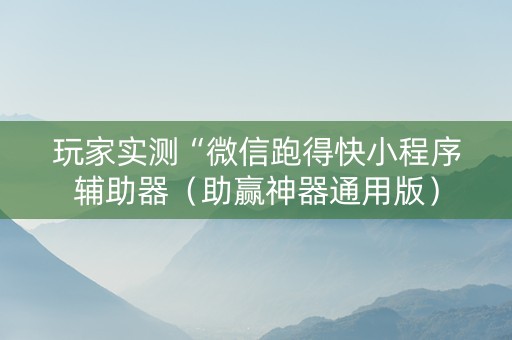 玩家实测“微信跑得快小程序辅助器（助赢神器通用版）