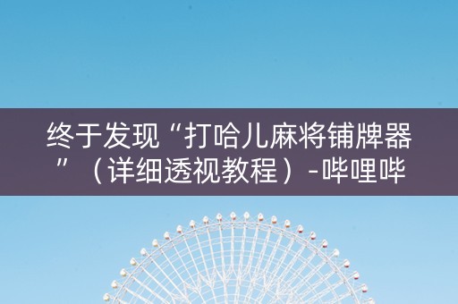 终于发现“打哈儿麻将铺牌器”（详细透视教程）-哔哩哔哩