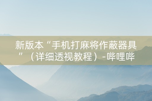 新版本“手机打麻将作蔽器具”（详细透视教程）-哔哩哔哩