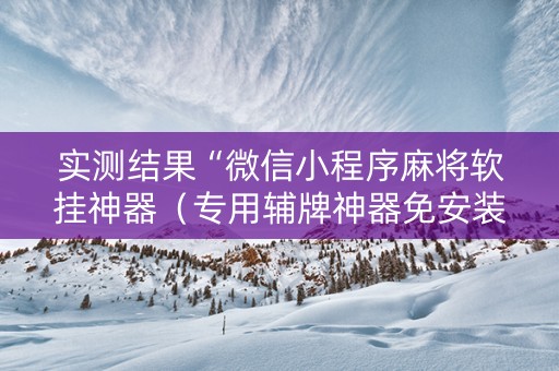 实测结果“微信小程序麻将软挂神器（专用辅牌神器免安装）