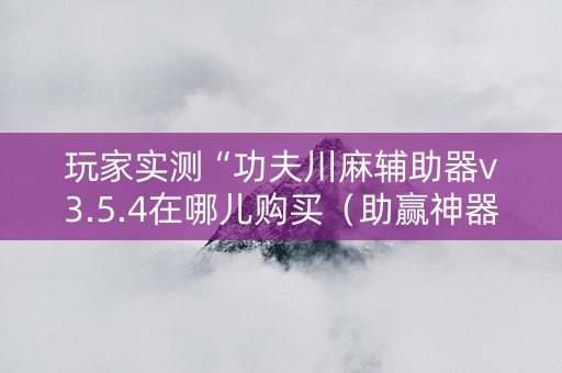 玩家实测“功夫川麻辅助器v3.5.4在哪儿购买（助赢神器通用版）