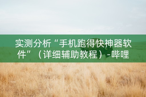 实测分析“手机跑得快神器软件”（详细辅助教程）-哔哩哔哩