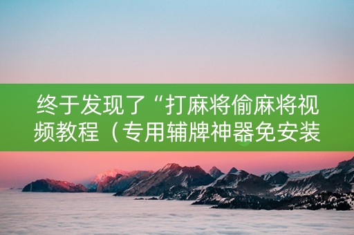 终于发现了“打麻将偷麻将视频教程（专用辅牌神器免安装）