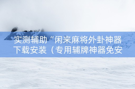 实测辅助“闲来麻将外卦神器下载安装（专用辅牌神器免安装）