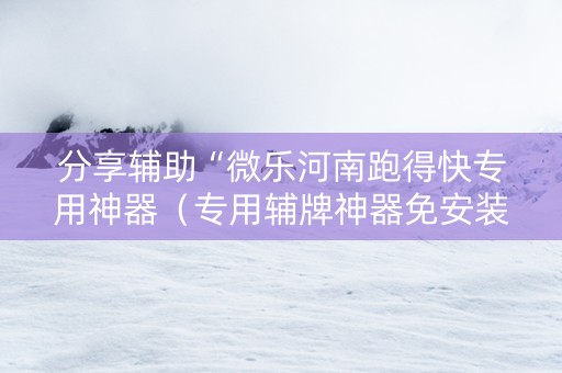 分享辅助“微乐河南跑得快专用神器（专用辅牌神器免安装）