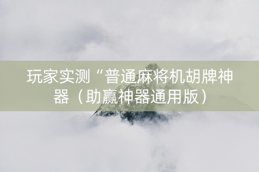 玩家实测“普通麻将机胡牌神器（助赢神器通用版）