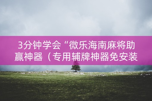 3分钟学会“微乐海南麻将助赢神器（专用辅牌神器免安装）