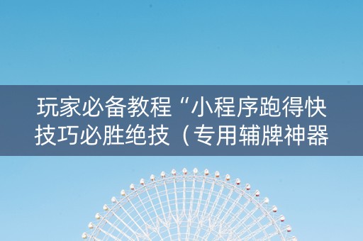 玩家必备教程“小程序跑得快技巧必胜绝技（专用辅牌神器免安装）