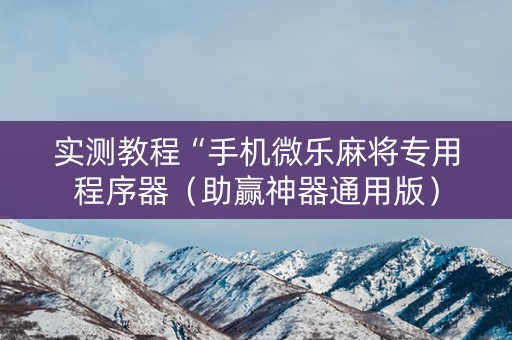 实测教程“手机微乐麻将专用程序器（助赢神器通用版）