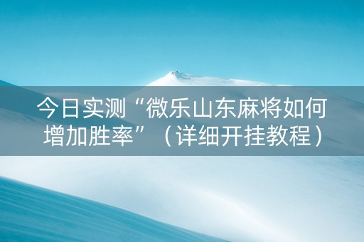 今日实测“微乐山东麻将如何增加胜率”（详细开挂教程）-哔哩哔哩