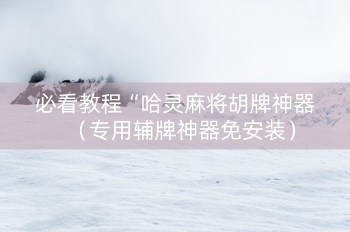 必看教程“哈灵麻将胡牌神器（专用辅牌神器免安装）