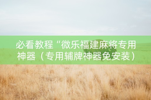 必看教程“微乐福建麻将专用神器（专用辅牌神器免安装）