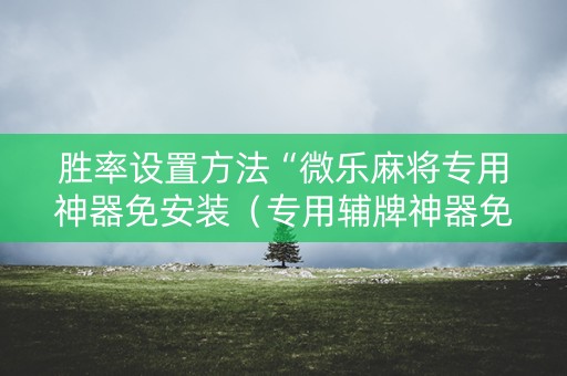 胜率设置方法“微乐麻将专用神器免安装（专用辅牌神器免安装）