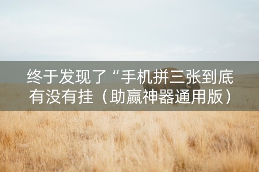 终于发现了“手机拼三张到底有没有挂（助赢神器通用版）