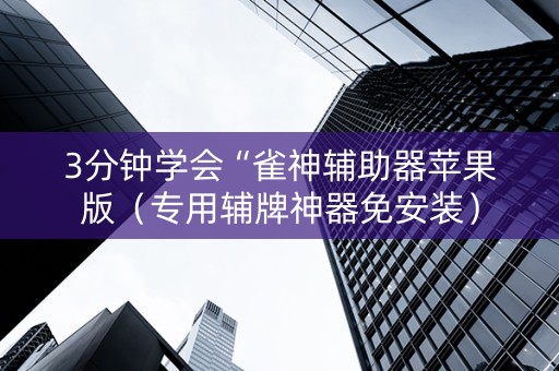 3分钟学会“雀神辅助器苹果版（专用辅牌神器免安装）