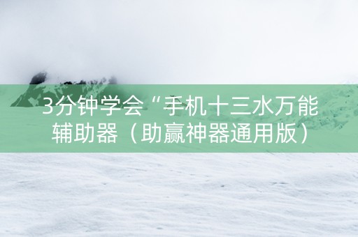 3分钟学会“手机十三水万能辅助器（助赢神器通用版）