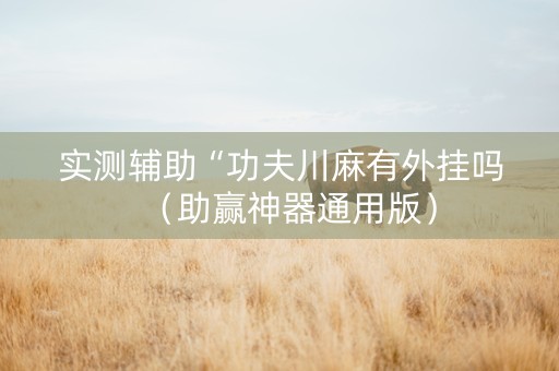 实测辅助“功夫川麻有外挂吗（助赢神器通用版）
