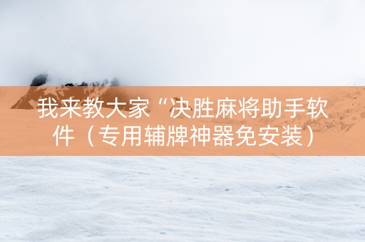 我来教大家“决胜麻将助手软件（专用辅牌神器免安装）