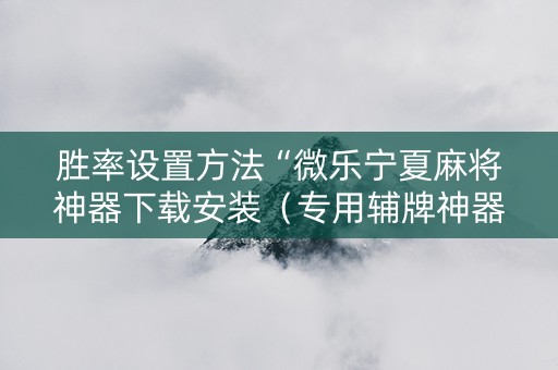 胜率设置方法“微乐宁夏麻将神器下载安装（专用辅牌神器免安装）