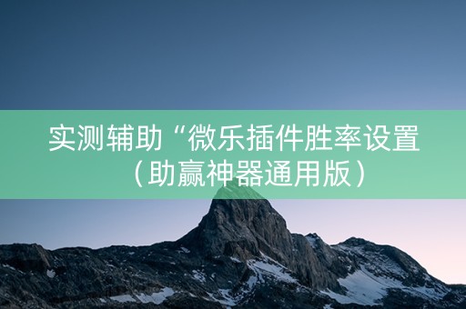 实测辅助“微乐插件胜率设置（助赢神器通用版）