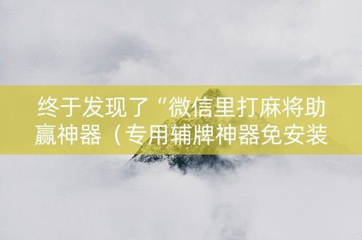 终于发现了“微信里打麻将助赢神器（专用辅牌神器免安装）