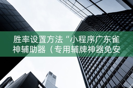 胜率设置方法“小程序广东雀神辅助器（专用辅牌神器免安装）
