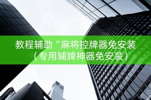 教程辅助“麻将控牌器免安装（专用辅牌神器免安装）