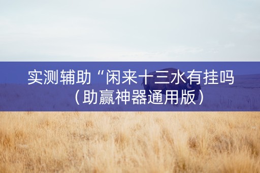 实测辅助“闲来十三水有挂吗（助赢神器通用版）