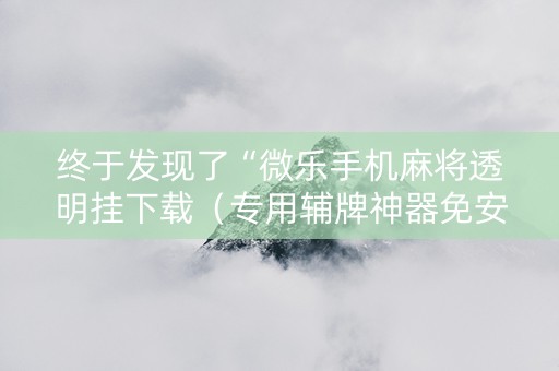 终于发现了“微乐手机麻将透明挂下载（专用辅牌神器免安装）